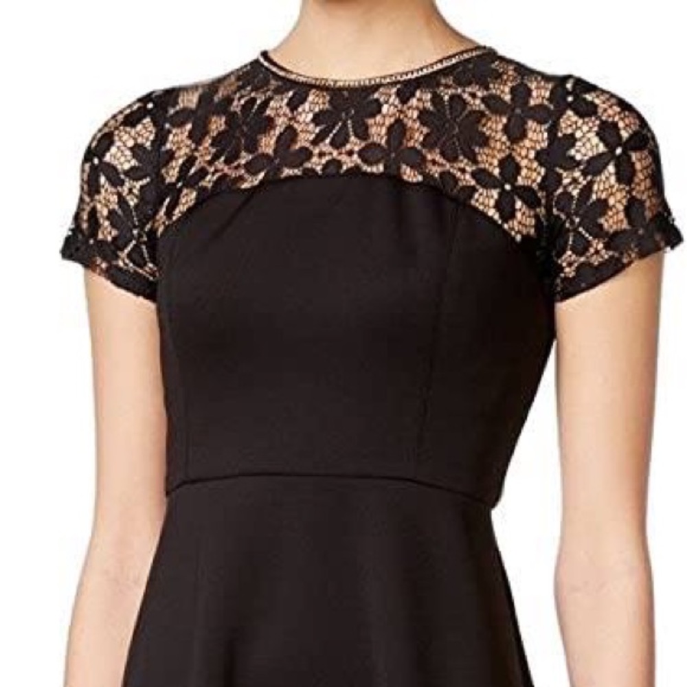 JESSICA SIMPSON Lace & Scuba Fit & Flare Dress sz2